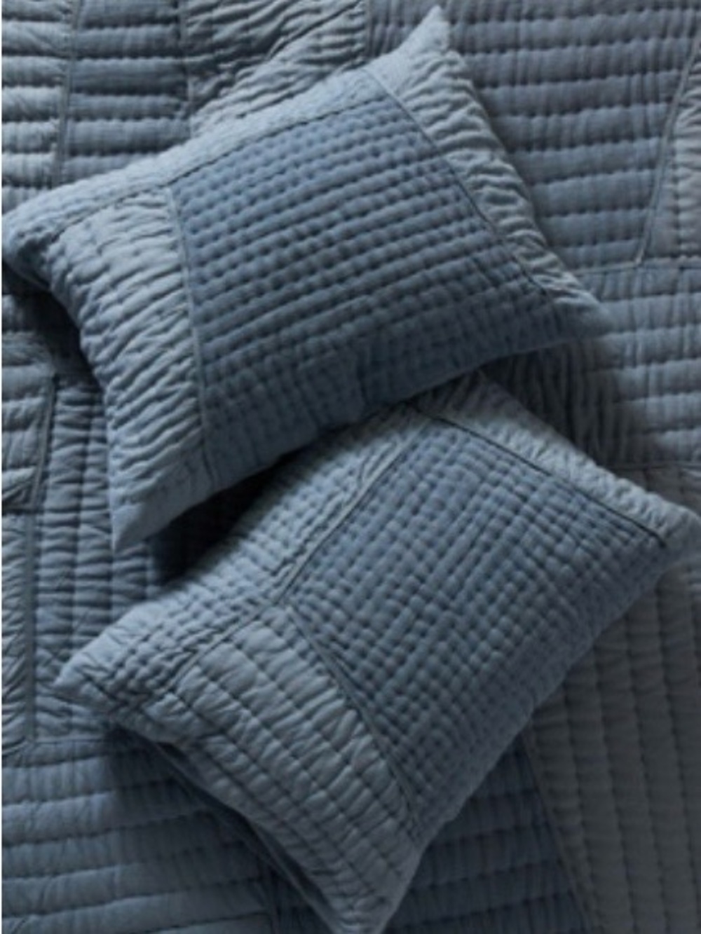 Anthropologie ELLERY PIECED Quilted Pillow Shams, 2, King Sized, NEW NWT Blue